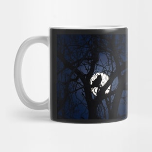 A Great Horned Owl Basks in a Blue Moon Mug